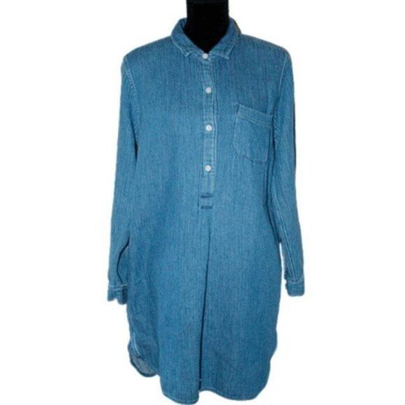 Madewell Chambray Popover Shirtdress Size M - Picture 2 of 7
